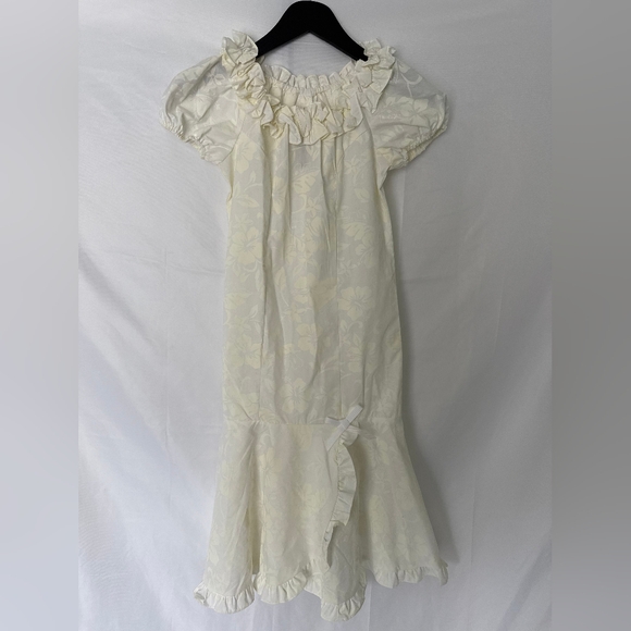 Hilo Hattie Hawaiian Muu Muu Dress Cream Ruffled Dress Small - Picture 2 of 6